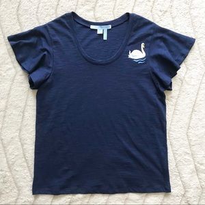 New Draper James Flutter-Sleeve Swan Top